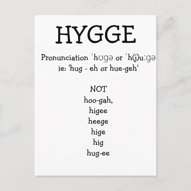 Så här uttalar du SAY HYGGE Funny Anpassningsbar Vykort (Framsida)