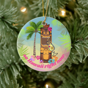 Så Hawaii höger nu tiki cocktail handflatan trä Julgransprydnad Keramik