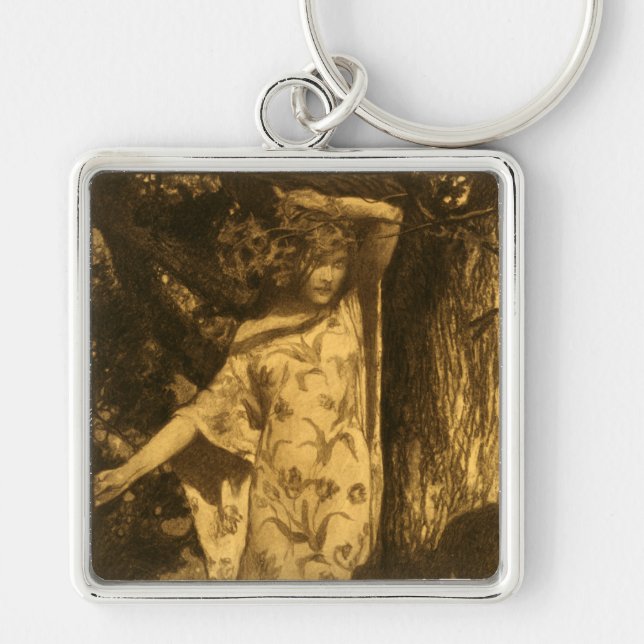 Så hemsökt Moonlight Guardians på natten Fyrkantig Silverfärgad Nyckelring (Framsidan)