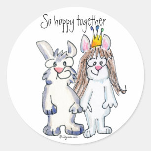 Så Hoppy Together -Tecknad Rabbit Sticker Runt Klistermärke