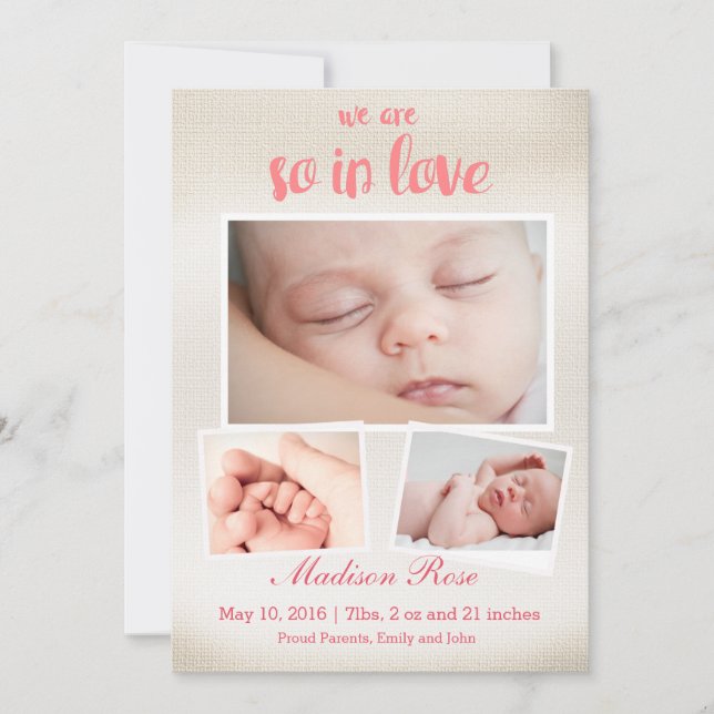 Så i kärlek Flicka Birth-meddelandet Meddelande (Framsida)