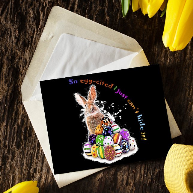 Så jag kan inte gömma det. vykort (So egg-cited I just can’t hide it! Postcard)