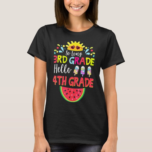 Så lång 3:e Klass Hej 4:e Klass-läraren Student T Shirt (Framsida)