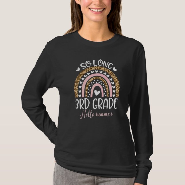 Så lång 3:e Klass Hej sommarlärare Student Gra T Shirt (Framsida)
