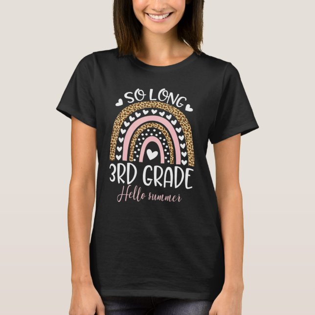 Så lång 3:e Klass Hej sommarlärare Student Gra T Shirt (Framsida)