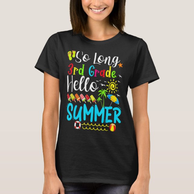 Så lång 3:e Klass Hej sommarlärare Student Kid T Shirt (Framsida)