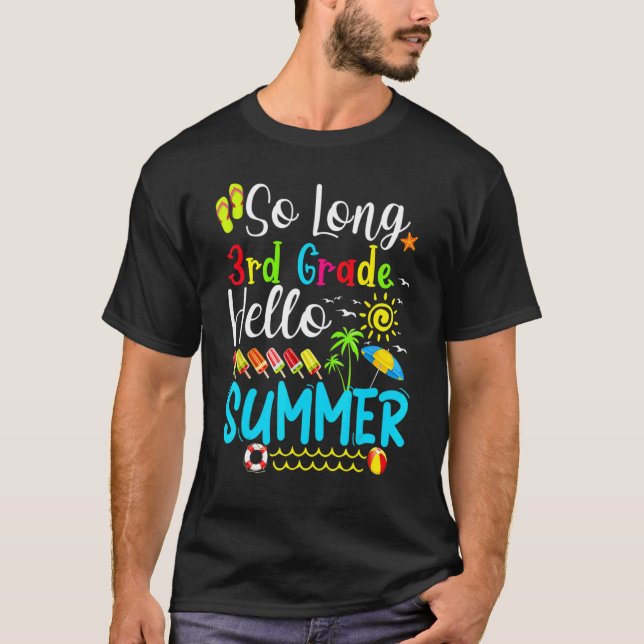 Så lång 3:e Klass Hej sommarlärare Student Kid T Shirt (Framsida)