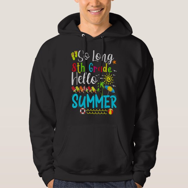 Så lång 8:e Klass Hej sommarlärare Student Kid Hoodie (Framsida)
