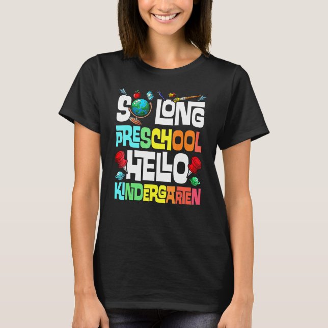 Så lång Hej av Kindergarten Primary Schoo T Shirt (Framsida)