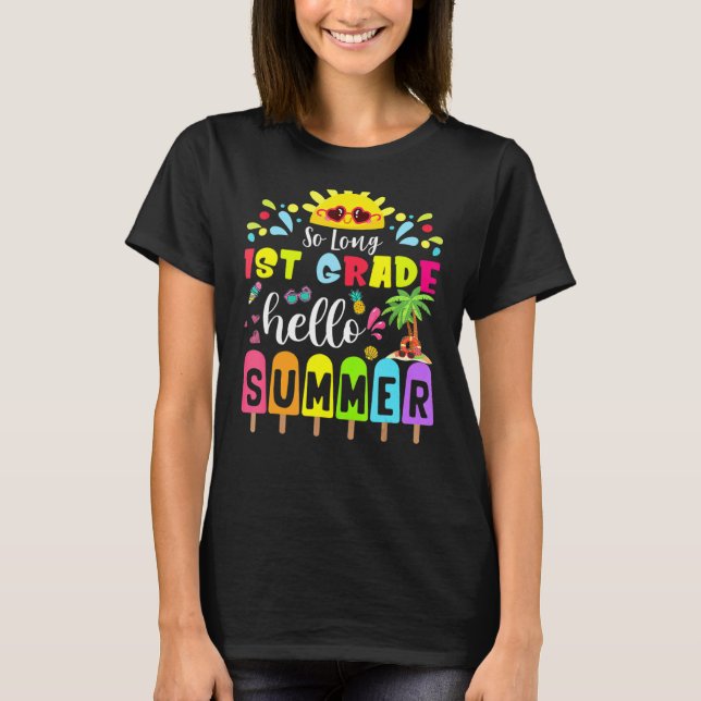 Så länge 1:a Klass Hej sommarlärare Student T Shirt (Framsida)