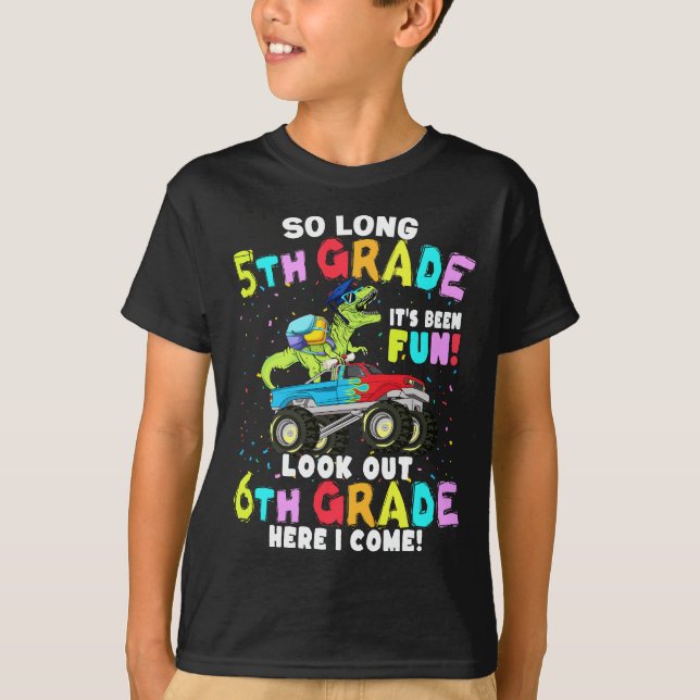 Så långt 5:e Klass Studenten T Rex Dinosaur T Shirt (Framsida)
