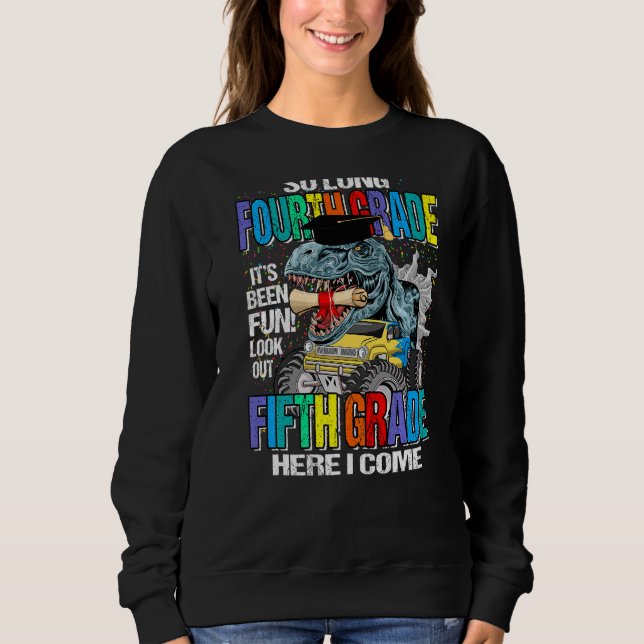 Så långt fjärde Klass här Kom jag Dinosaur Monster T Shirt (Framsida)