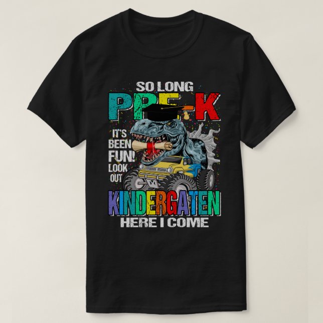 Så långt förK här Kom jag Dinosaur Monster Lastbil T Shirt (Design framsida)