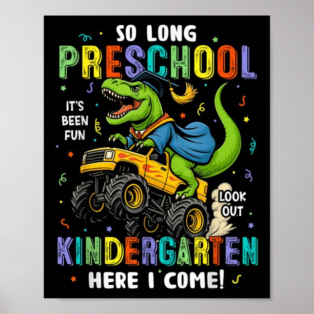 Så Långt Förskola Examen Cl 2025 Dinosaurie Barn Poster (Framsidan)