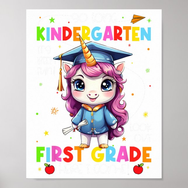 Så långt Kindergarten Studenten förra skoldagen Poster (Framsidan)