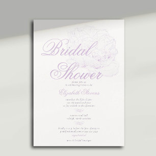 Så Lilac Peony Calligraphy Elegant Möhippa Inbjudningar