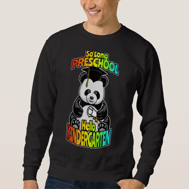 Så Long Preschool Hej Kindergarten Lycklig Panda Lång Ärmad Tröja (Framsida)
