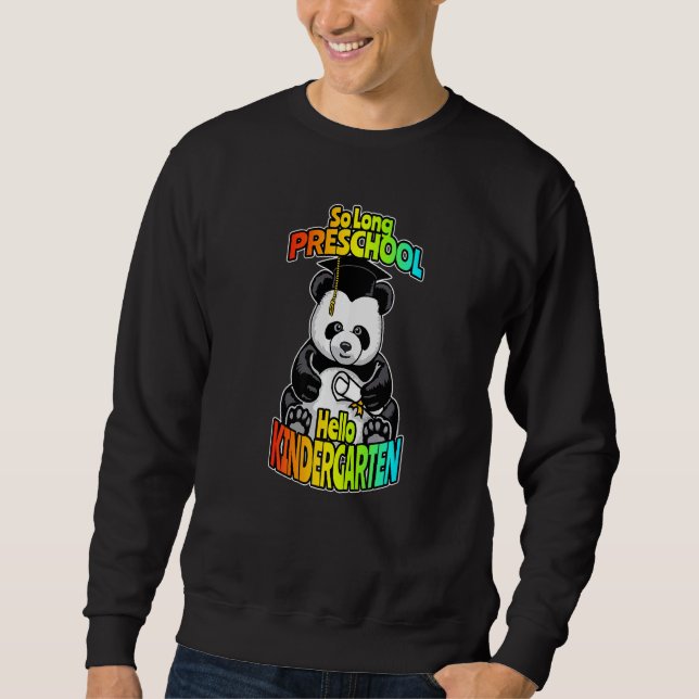 Så Long Preschool Hej Kindergarten Lycklig Panda Lång Ärmad Tröja (Framsida)