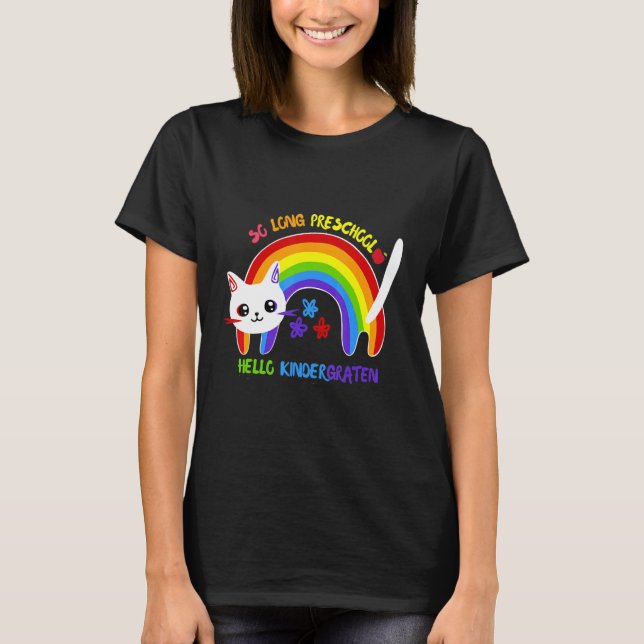 Så Long Preschool Hej Kindergarten Pre K Cat Gra T Shirt (Framsida)