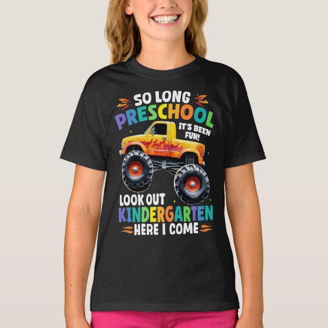 Så Long Preschool Studenten Monster Lastbil T Shirt (Framsida)