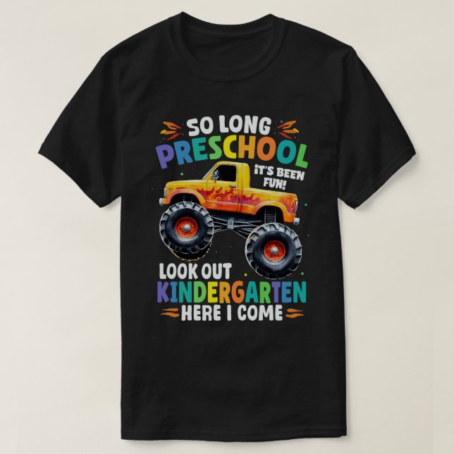 Så Long Preschool Studenten Monster Lastbil T Shirt (Design framsida)