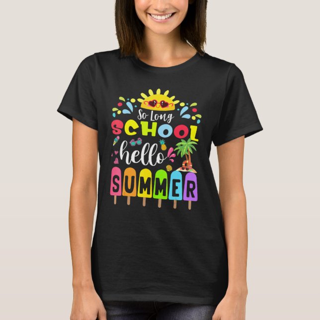 Så Long School Hej Summer Teacher Student T Shirt (Framsida)