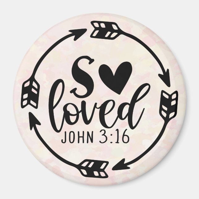 Så Loved John 3:16 Magnet (Framsidan)