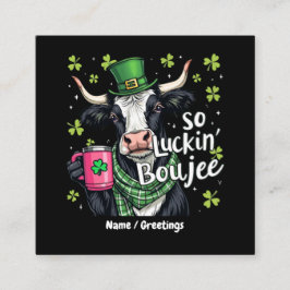 Så Luckin'Boujee Retro St. Patrick's Day Fyrkantigt Visitkort