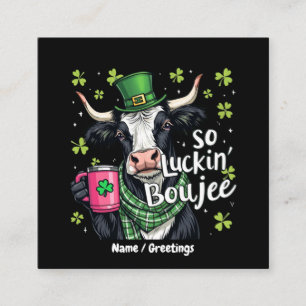 Så Lucky Boujee Retro St. Patrick's Day  Fyrkantigt Visitkort