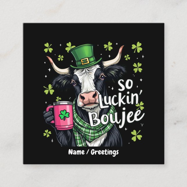 Så Lucky Boujee Retro St. Patrick's Day  Fyrkantigt Visitkort (Framsida)