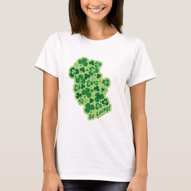 Så Lucky Funny Shamrock Art Roligt Tee Shirt (Framsida)