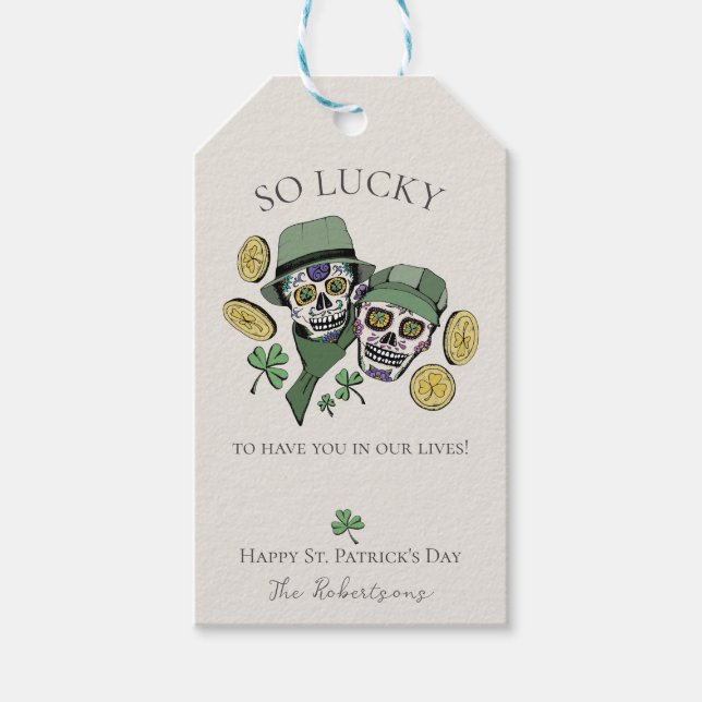 Så Lucky St patrick's day Sugar Döskallars Presentetikett (Framsidan)