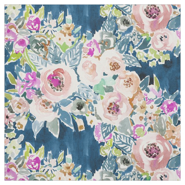SÅ LUSCIOUS färgrik marinBoho blommönster Tyg (Provkarta)