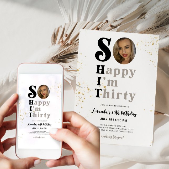 Så Lycklig är jag 30-dagars inbjudan med foto (So Happy I'm Thirty Birthday Invitation with Photo)
