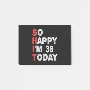 Så lycklig är jag 38 i dag. post-it block