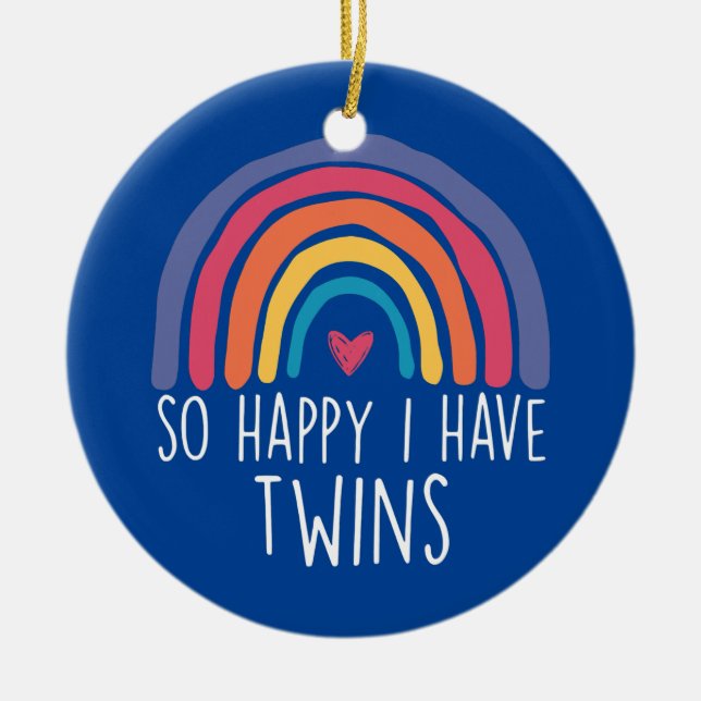 Så Lycklig har jag Twillingarna Raibow Parent Mamm Julgransprydnad Keramik (Framsidan)