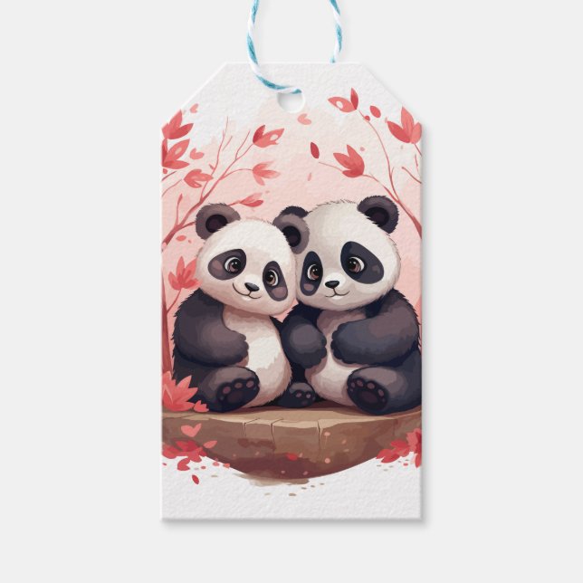 Så Lycklig Together Panda-par Presentetikett (Framsidan)