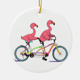 Så lyckliga tillsammans tandema Flamingos Julgransprydnad Keramik