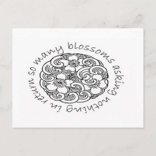 Så många Blommar Haiku-vykort Vykort (Framsida)