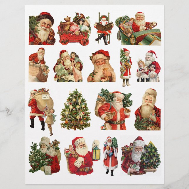 Så många illustrationer av Jultomten i Vintage! (Framsida)