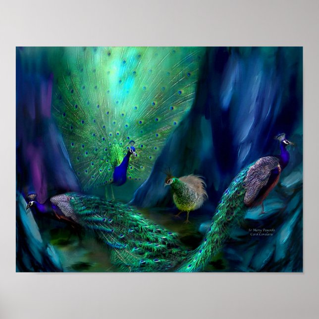 Så många Peacocks Art Poster/skriver ut Poster (Framsidan)
