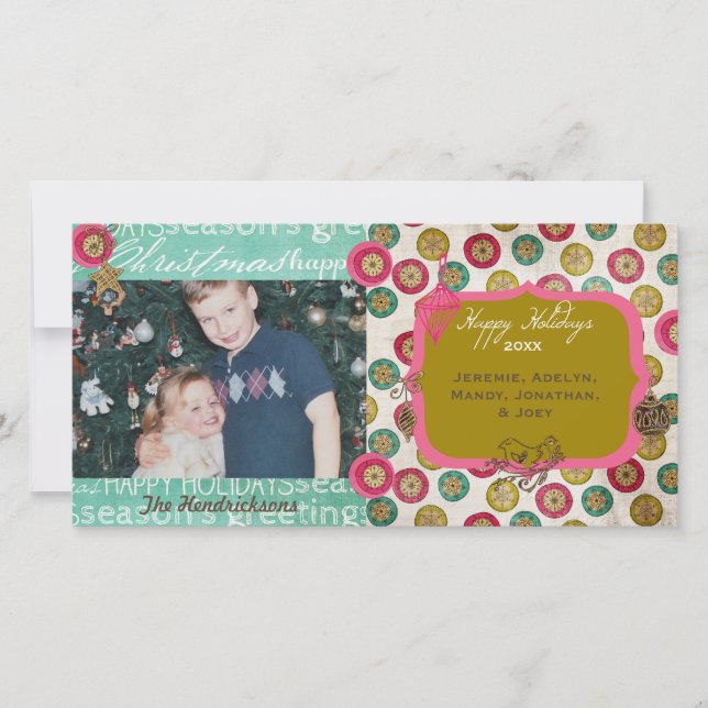 Så många prydnadsföremål, julfotoport för Helgdag Julkort (Framsida)