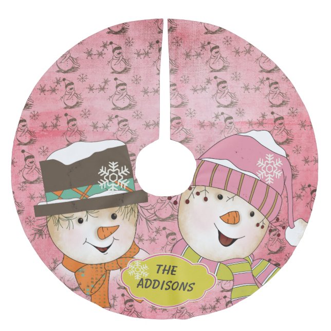 Så många Snögubbar Helgdagar Träd Skirt Julgransmatta Borstad Polyester (Framsidan)