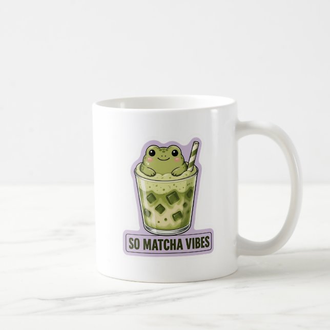 Så Matcha Vibes Söt Kawaii Groda Meme Kaffemugg (Höger)