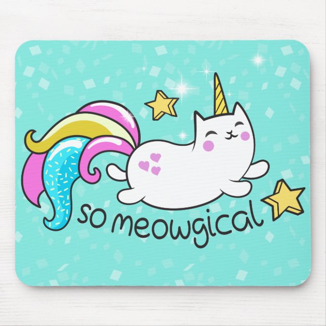 Så Meowgical Cute Unicorn kattunge glitter-gnistor Musmatta (Framsidan)