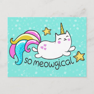 Så Meowgical Cute Unicorn kattunge glitter-gnistor Vykort