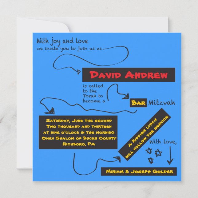 SÅ MYCKET AVSLAPPNAD Pub Bat mitzvah inbjudan (Framsida)