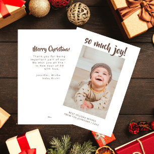 Så mycket Joy Baby första julfotfoto Julkort