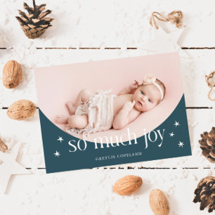 Så mycket Joy Blue Helgdag Baby Photo Birth Meddelande