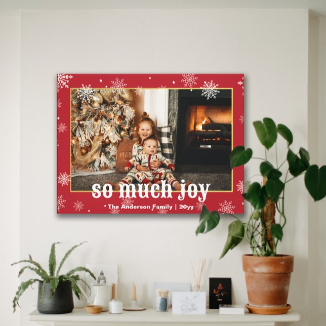 Så mycket Joy Funny julfamiljs foto Canvastryck (So Much Joy Funny Christmas Family Photo Canvas Print)